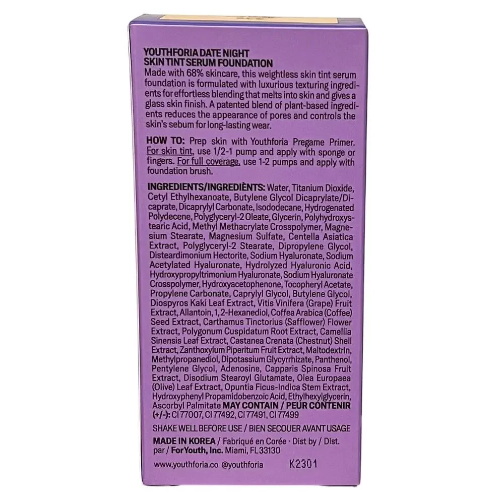 Youthforia Date Night Skin Tint Serum Foundation 245 NIB